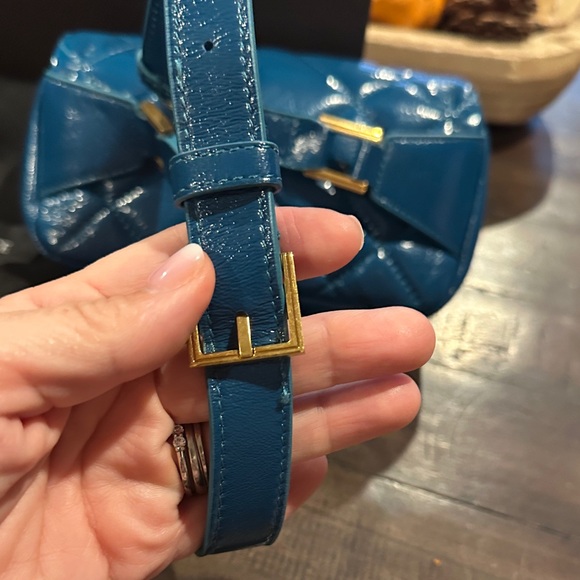 Versace Blue Quilted Clutch with Gold Medusa Medallion - Picture 6 of 9